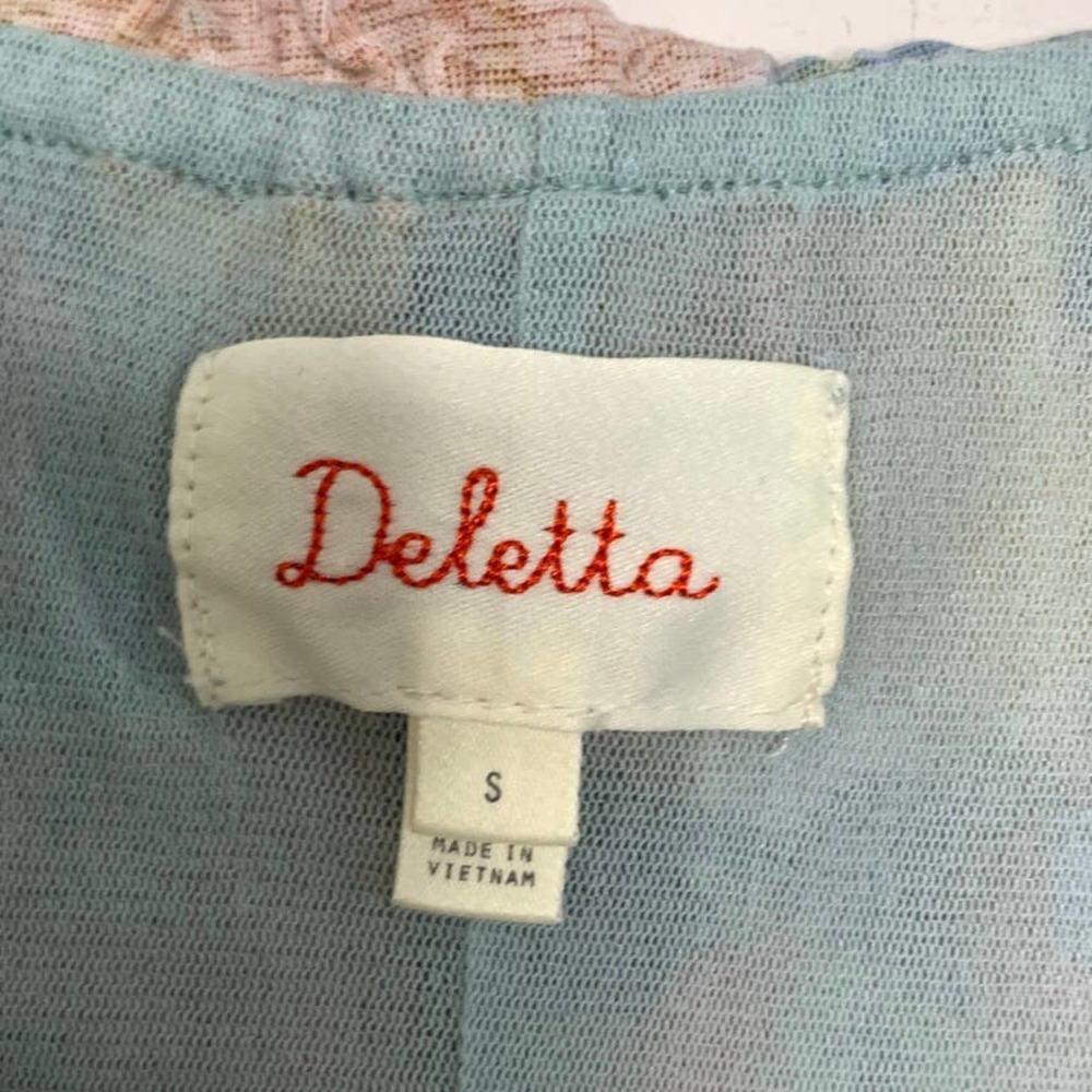 Anthropologie Deletta Epona Floral Mock Neck Smocked Pleated Tank Small - Picture 6 of 8